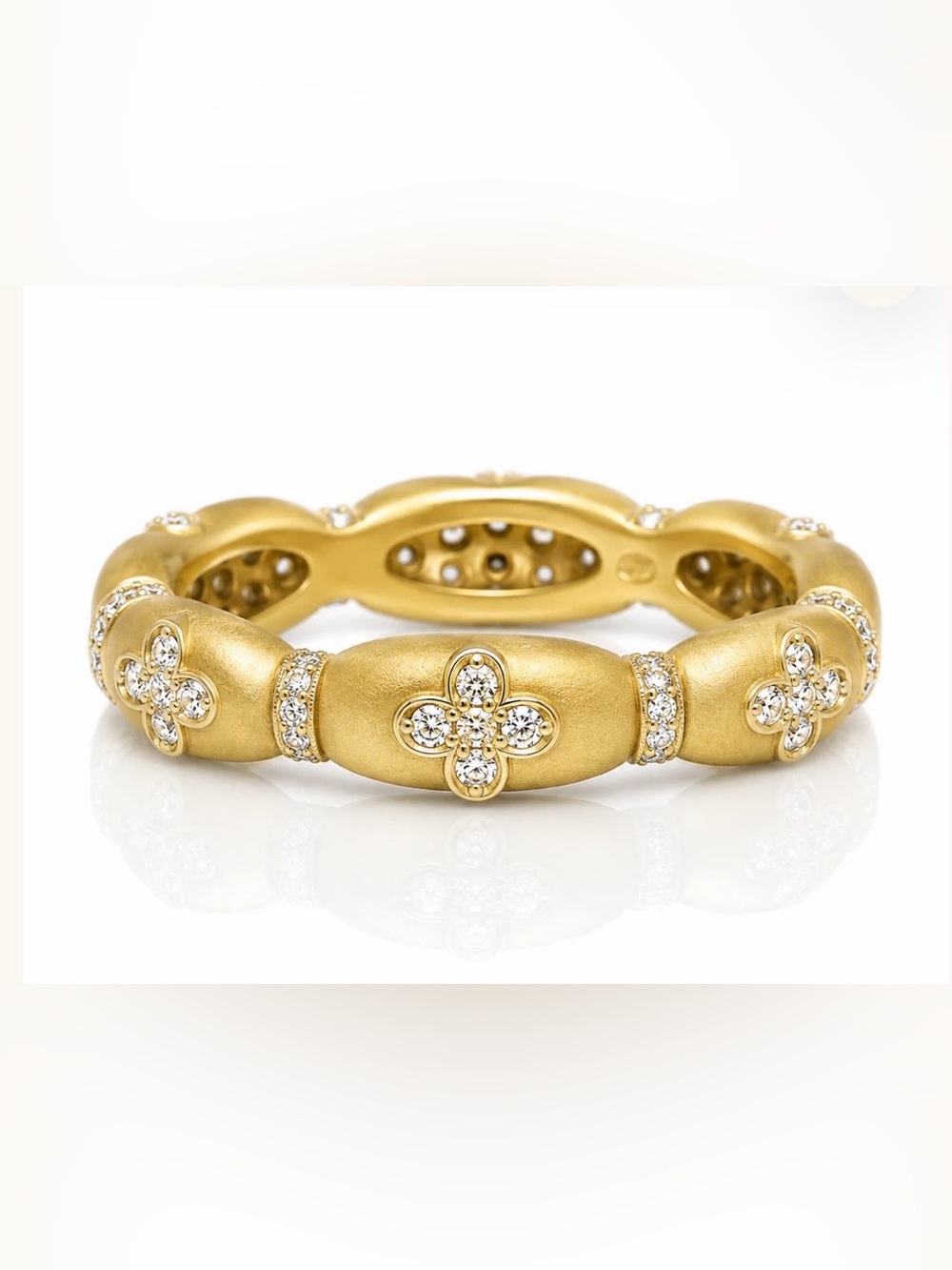 Freida Rothman MARQUISE CLOVER ETERNITY BAND RING Matte Gold & Silver NWT